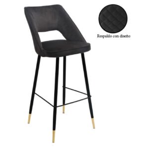 Banco velvet Mette Stocker Home Negro capitonado negro