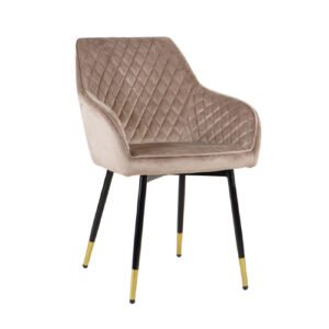 Silla velvet Helena Stocker Home Gris patas negras capitonado gold