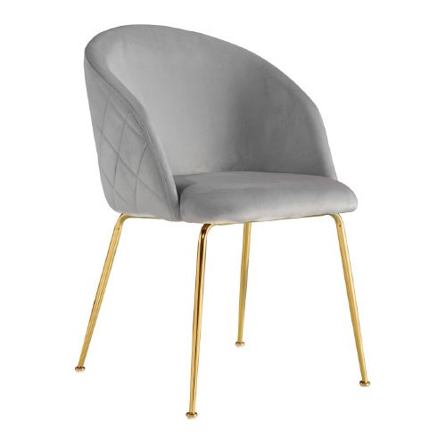 Silla velvet Indo Stocker Home Gris patas gold