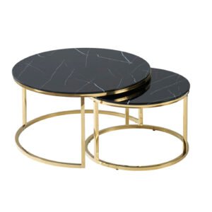 Mesa ocasional marmol Esmo Stocker Home Negro cristal 2 mesas