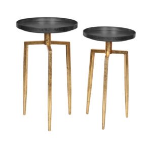 Mesa ocasional Maiken Stocker Home Negro pata gold 2 mesas