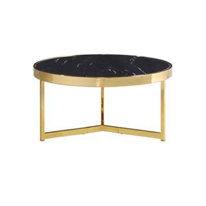 Mesa de centro marmol Sira Stocker Home Negro cristal gold